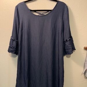 Naïf Lightweight Denim Dress with ruffle sleeves size L